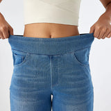 Women'S Fashion Jeans High Waisted Wide Leg Jeans Summer Casual Straight Baggy Jeans Color Block Patch Denim Trousers Sky Blue,L