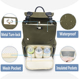 Baby Diaper Bag Backpack with Stroller Hooks,  Multi-Function Stylish Travel Diaper Back Pack for Mom and Dad, Baby Changing Bag, Maternity Nappy Bag for Boys and Girls, Large Capacity, Green