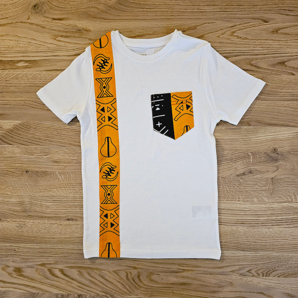 Kids T-shirt with African Ankara Print Detail | 100% cotton-0