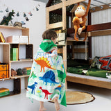 Dinosaur Toddler Hooded Towel for Boys 3-8, Large 30"X50" 100% Cotton Ultra Absorbent Wearable Wrap, Bath Towel for Beach Pool Swim, Birthday Gift for Kids