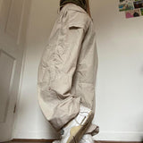Cross-border foreign trade 2022 summer new European and American Spice fashion street retro casual low-waist drawstring loose woven pants