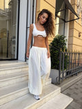 Ladies' laid-back casual pants, solid-color street style wide-leg balloon pants, daily loose and loose lantern pants