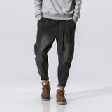 Plus Size Retro Loose Denim Trousers for Men