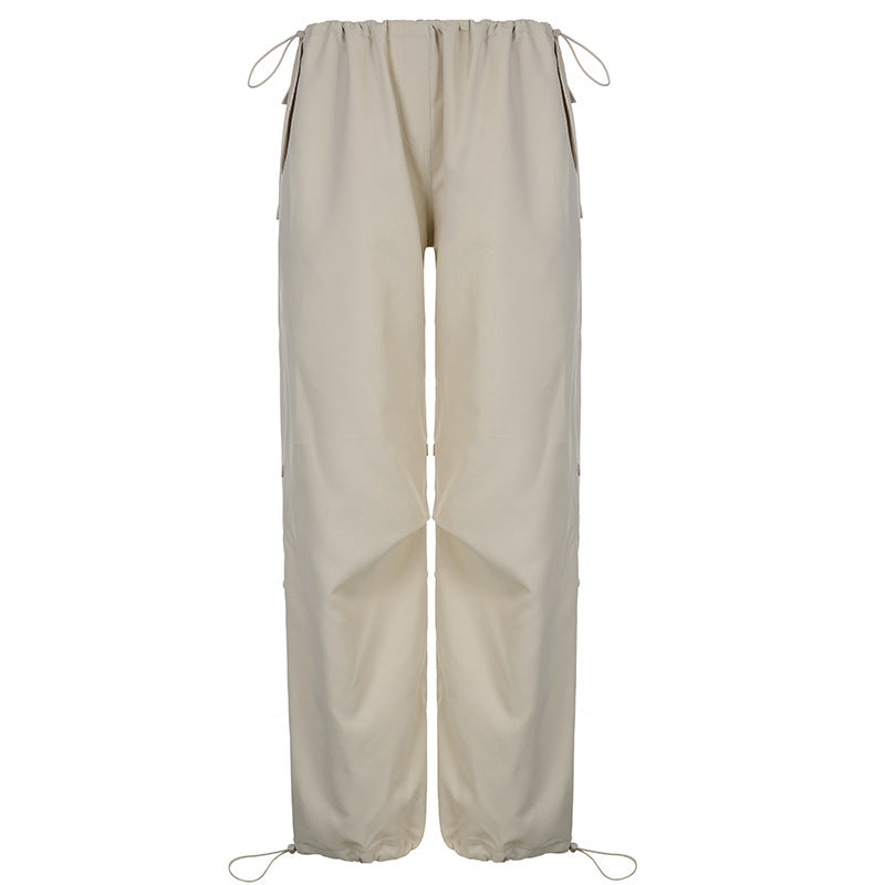 Cross-border foreign trade 2022 summer new European and American Spice fashion street retro casual low-waist drawstring loose woven pants