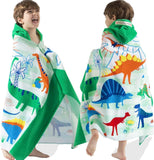 Dinosaur Toddler Hooded Towel for Boys 3-8, Large 30"X50" 100% Cotton Ultra Absorbent Wearable Wrap, Bath Towel for Beach Pool Swim, Birthday Gift for Kids