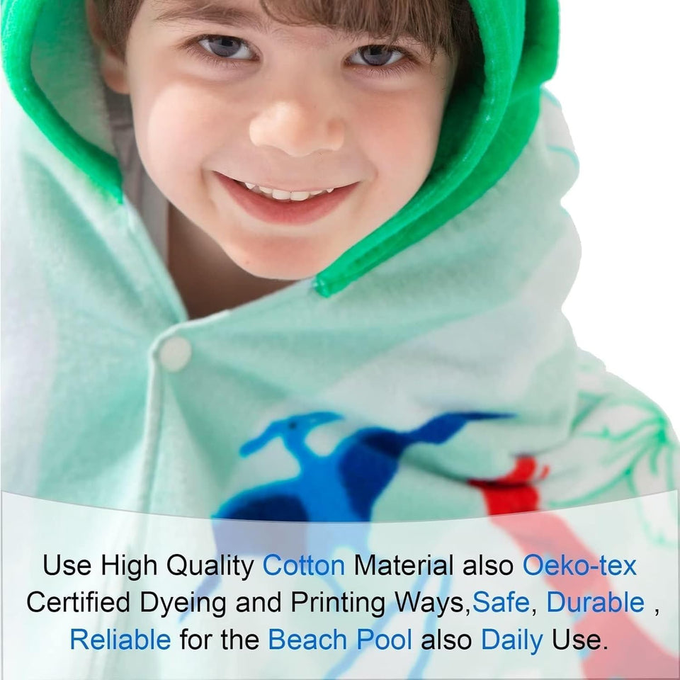 Dinosaur Toddler Hooded Towel for Boys 3-8, Large 30"X50" 100% Cotton Ultra Absorbent Wearable Wrap, Bath Towel for Beach Pool Swim, Birthday Gift for Kids