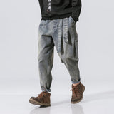 Plus Size Retro Loose Denim Trousers for Men