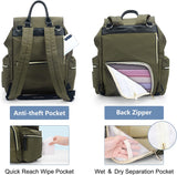 Baby Diaper Bag Backpack with Stroller Hooks,  Multi-Function Stylish Travel Diaper Back Pack for Mom and Dad, Baby Changing Bag, Maternity Nappy Bag for Boys and Girls, Large Capacity, Green