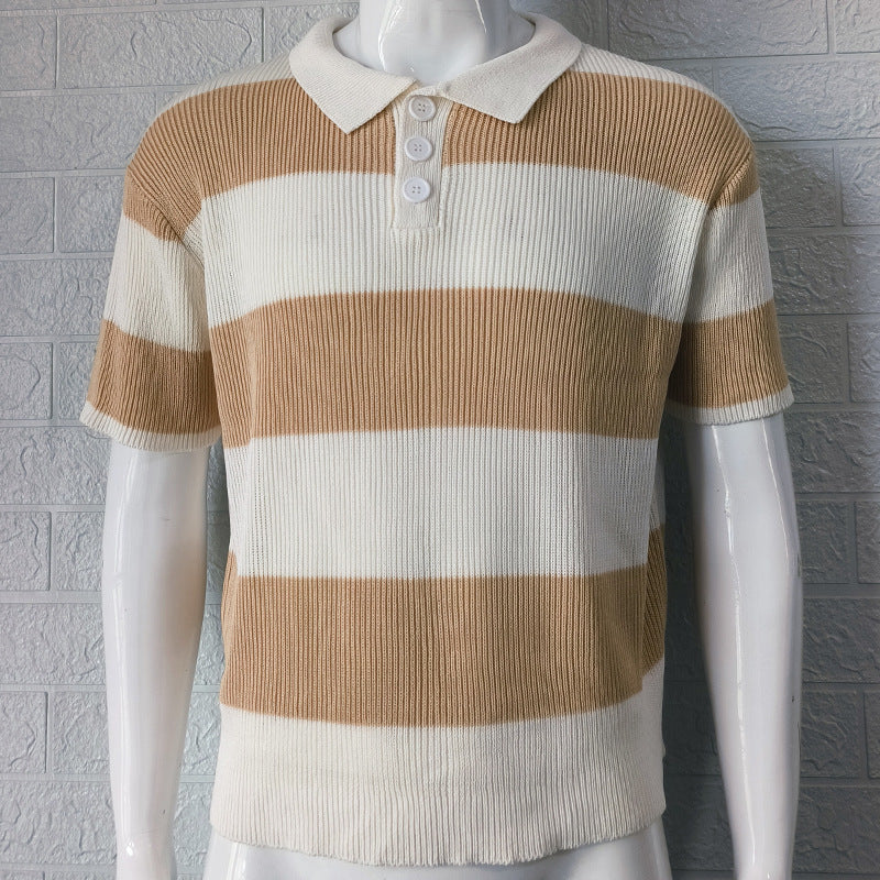 Men's Summer Lapel Short-Sleeve Sweater Casual Fashion Tee