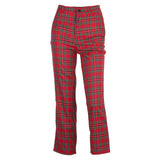 Loose high waisted retro plaid straight leg nine-point pants for women