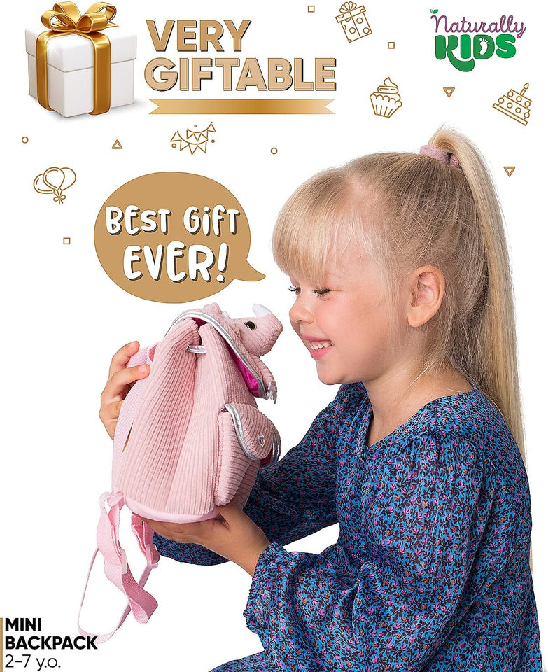 Pink Dinosaur Triceratops Mini Backpack for Kids, Mini Backpack for Toddler Girls, Gift for 2 3 4 5 Year Old Girl Boy