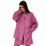 Europe and the United States cross-border foreign trade jacket shorts suit solid color sexy temperament women's fashion casual lapel cardigan