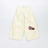 Japanese children's fun vitality girl fruit embroidery beige white bloomers nine minute pants student girl a hair generation