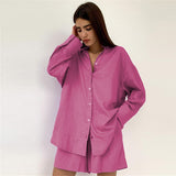 Europe and the United States cross-border foreign trade jacket shorts suit solid color sexy temperament women's fashion casual lapel cardigan