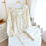 Cotton Cloth Square Collar Pajamas Ladies New Homewear Suit