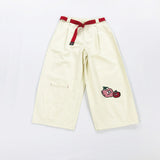Japanese children's fun vitality girl fruit embroidery beige white bloomers nine minute pants student girl a hair generation