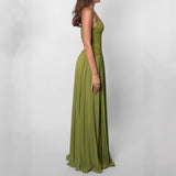 Elegant women's dress with a patchwork long skirt, scarf collar, back strap and strapless dress